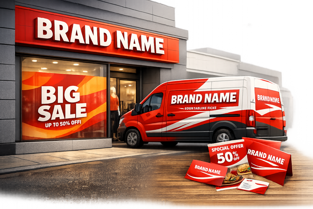 Complete business visibility across signage, vehicles and branded materials