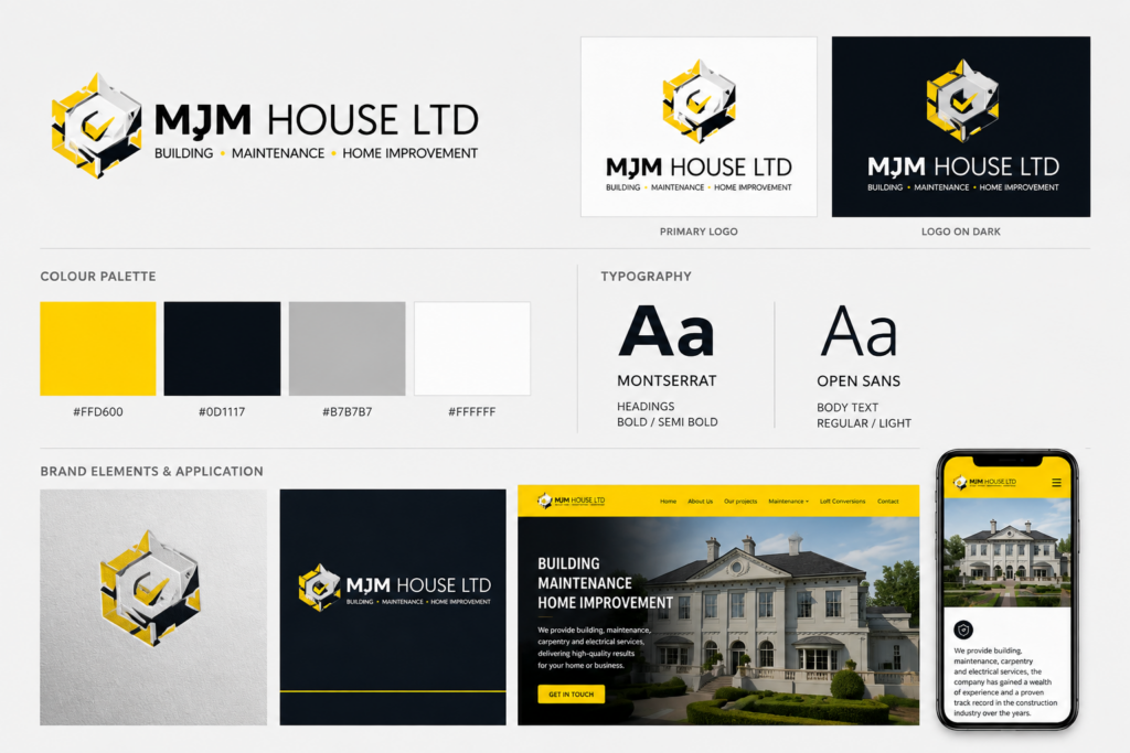MJM House logo and brand identity system