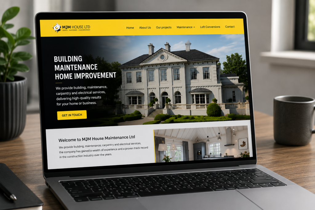 MJM House website design and development on desktop
