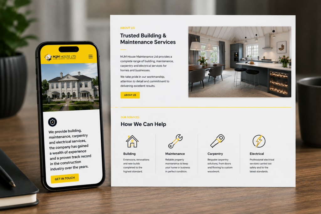 MJM House responsive website and service content