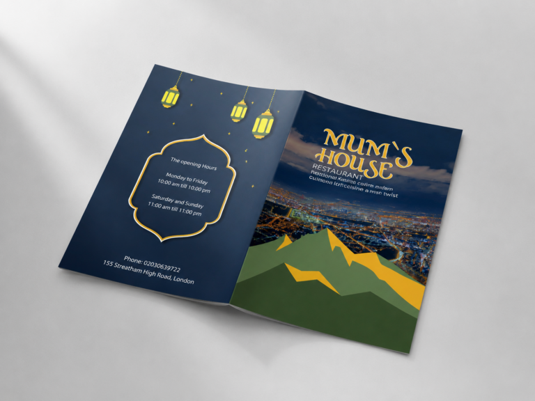 Mum’s House menu design and print project
