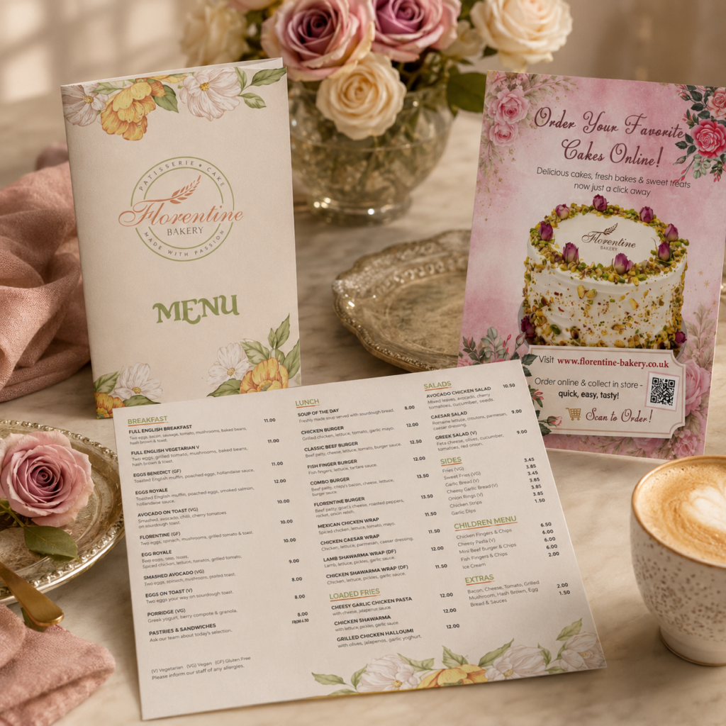 Florentine Bakery menu and promotional poster design