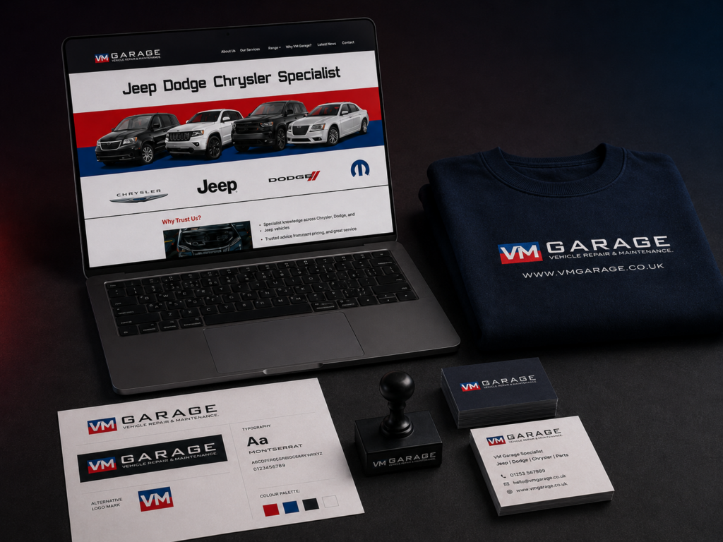 VM Garage brand identity and website design